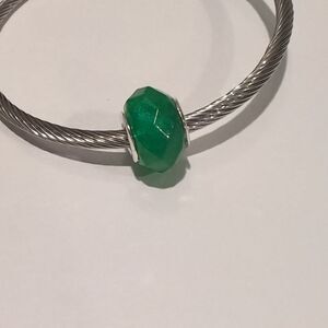 Silver Sparkly Green Faceted Charm‎ for Pandora Style Bracelet